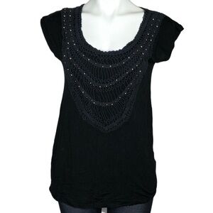 BCBGMaxazria beaded black t shirt, medium